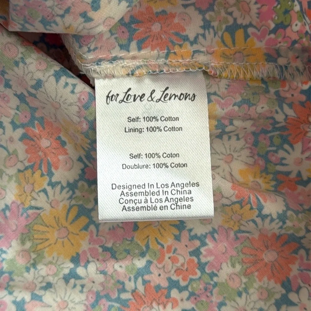 {NWT} For Love & Lemons | Libby Floral Babydoll Puff Sleeve Mini Dress (XXS/0) - Picture 10 of 16